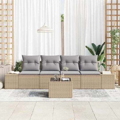 Set Divano da Giardino 5 pcs Beige e grigio polyrattan