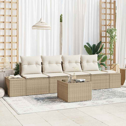 Set Divano da Giardino 5 pcs Beige e Crema polyrattan
