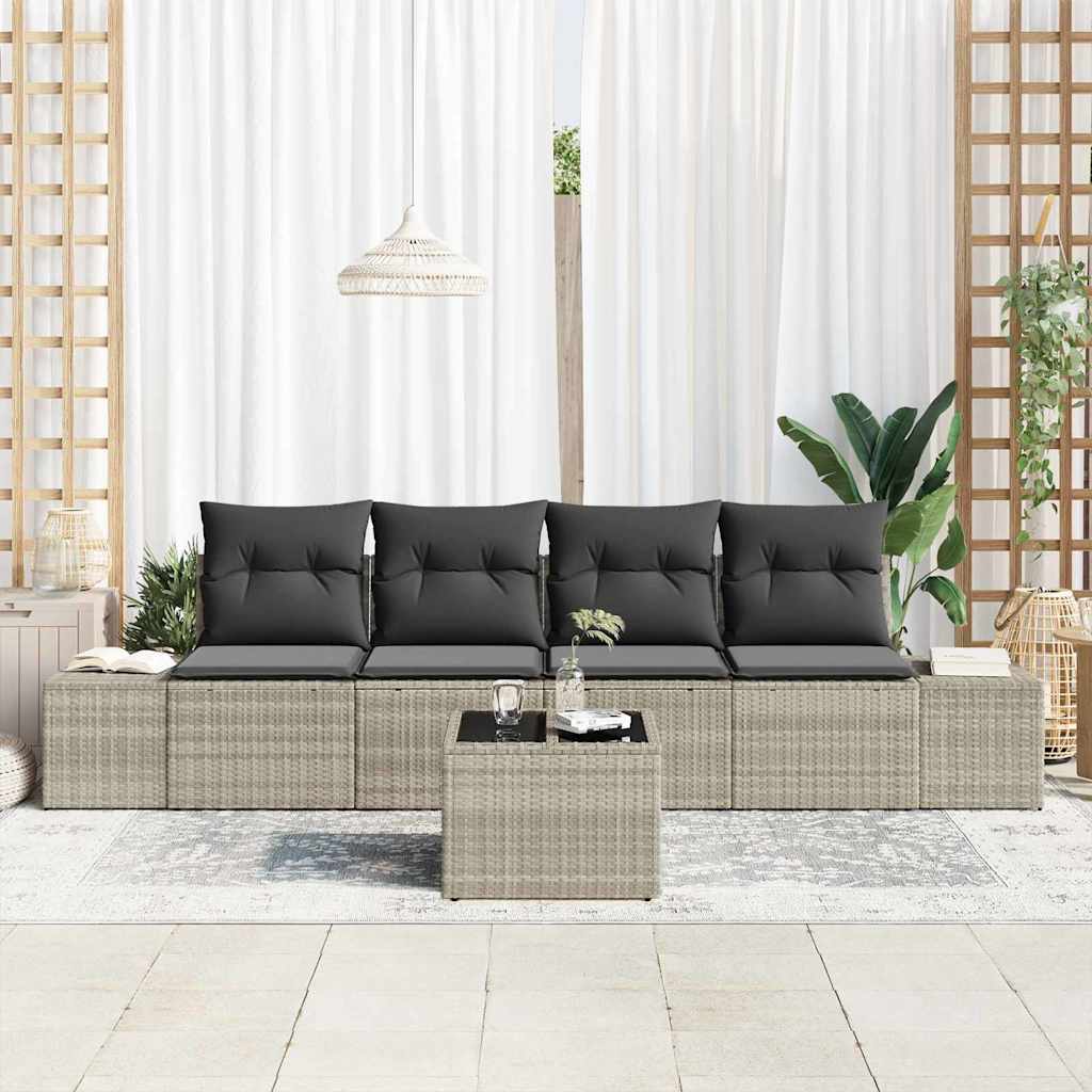 Set Divano da Giardino 5 pcs Grigio chiaro e grigio scuro