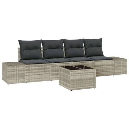 Set Divano da Giardino 5 pcs Grigio chiaro e grigio scuro