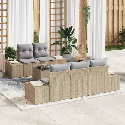 Set Divano da Giardino 6 pcs Beige e grigio polyrattan
