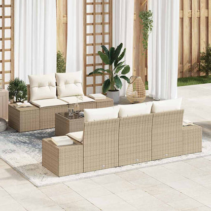 Set Divano da Giardino 6 pcs Beige e Crema polyrattan