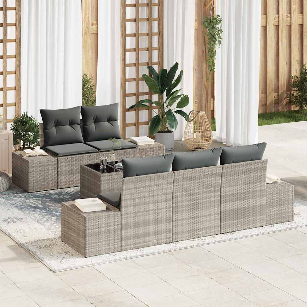 Set Divano da Giardino 6 pcs Grigio chiaro e grigio scuro