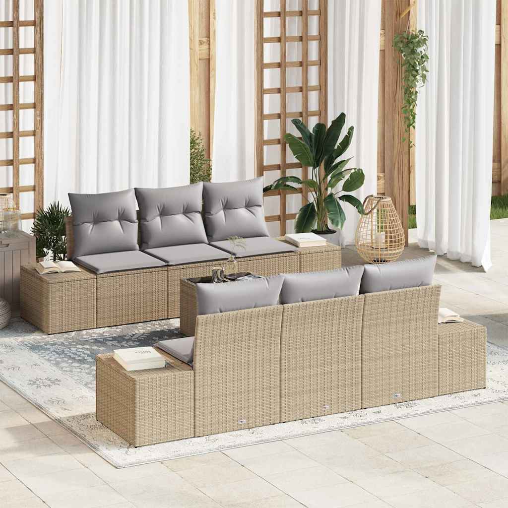 Set Divano da Giardino 8 pcs Beige e grigio polyrattan