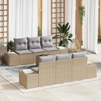 Set Divano da Giardino 8 pcs Beige e grigio polyrattan