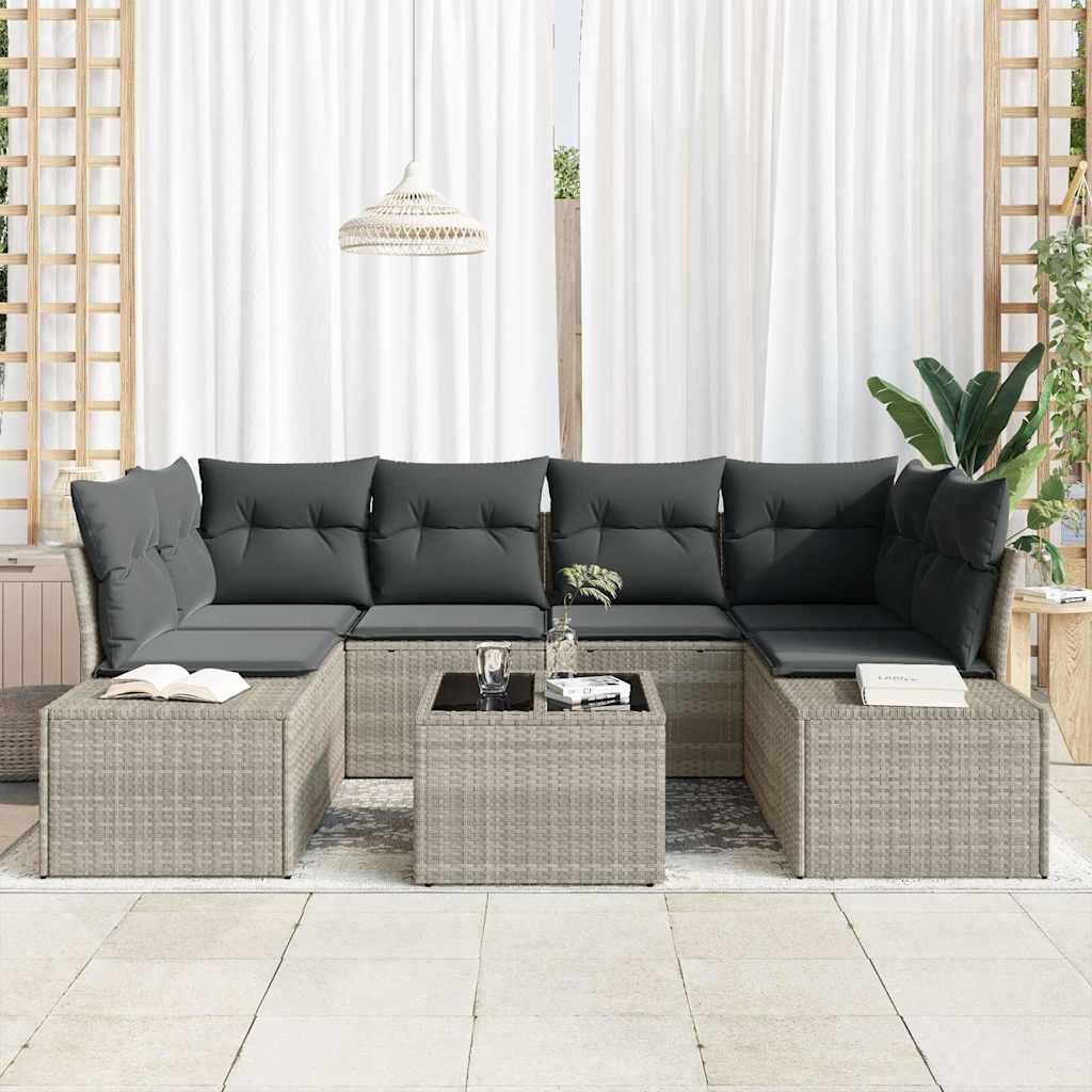 Set Divano da Giardino 8 pcs Grigio chiaro e grigio scuro