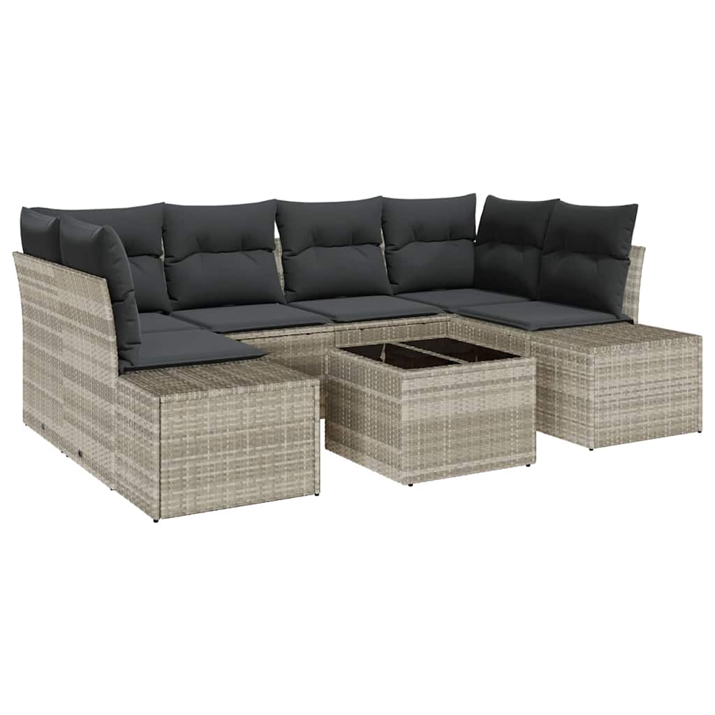 Set Divano da Giardino 8 pcs Grigio chiaro e grigio scuro