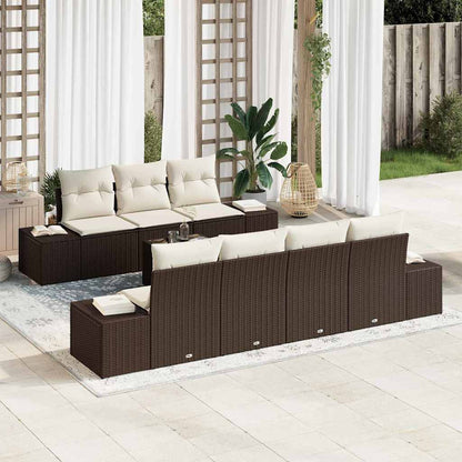 Set Divano da Giardino 8 pcs Marrone e Crema polyrattan