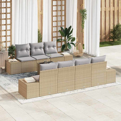 Set Divano da Giardino 8 pcs Beige e grigio polyrattan