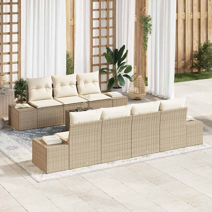Set Divano da Giardino 8 pcs Beige e Crema polyrattan