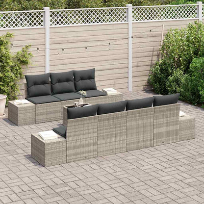 Set Divano da Giardino 8 pcs Grigio chiaro e grigio scuro