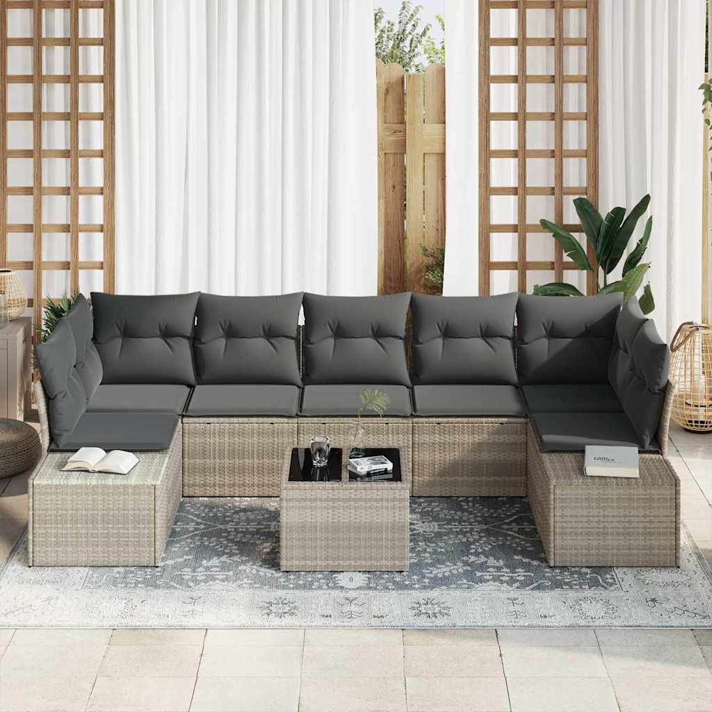 Set Divano da Giardino 8 pcs Grigio chiaro e grigio scuro