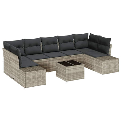Set Divano da Giardino 8 pcs Grigio chiaro e grigio scuro