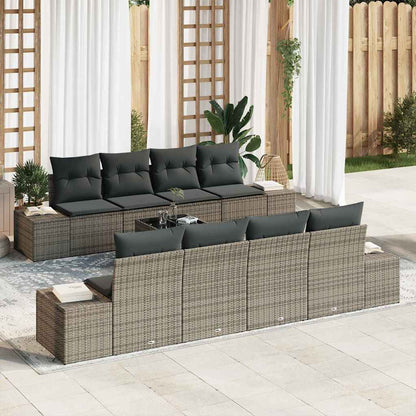 Set Divano da Giardino con cuscino 8 pcs Grigio polyrattan