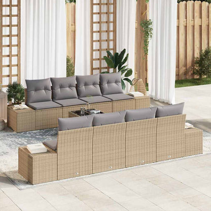 Set Divano da Giardino 8 pcs Beige e grigio polyrattan