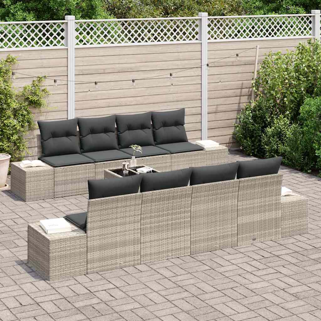 Set Divano da Giardino 8 pcs Grigio chiaro e grigio scuro