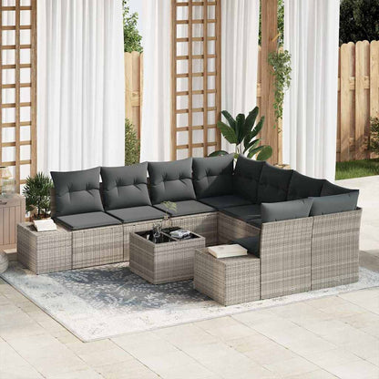 Set Divano da Giardino 9 pcs Grigio chiaro e grigio scuro
