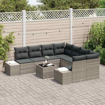 Set Divano da Giardino 9 pcs Grigio chiaro e grigio scuro