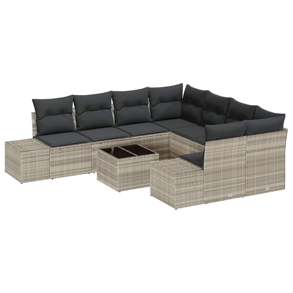 Set Divano da Giardino 9 pcs Grigio chiaro e grigio scuro