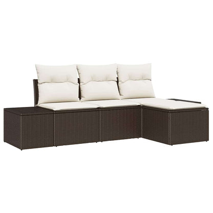 Set Divano da Giardino 4 pcs Marrone e Crema polyrattan