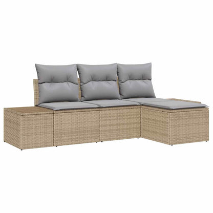 Set Divano da Giardino 4 pcs Beige e Grigio Chiaro polyrattan