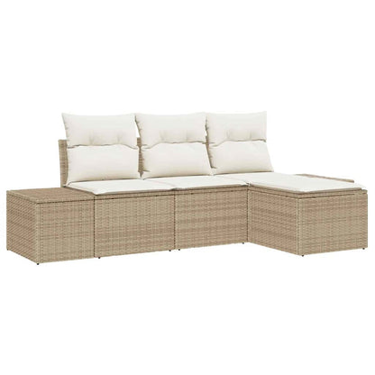 Set Divano da Giardino 4 pcs Beige e Crema polyrattan