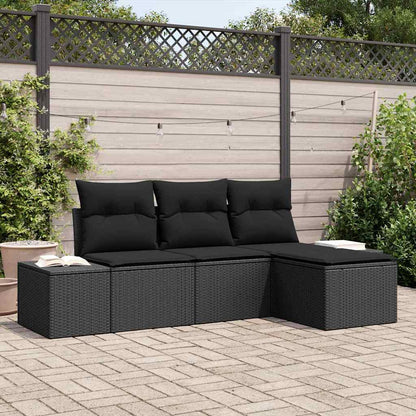 Set Divano da Giardino con cuscino con archiviazione 4 pcs Nero