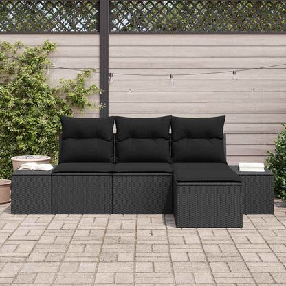 Set Divano da Giardino con cuscino con archiviazione 4 pcs Nero