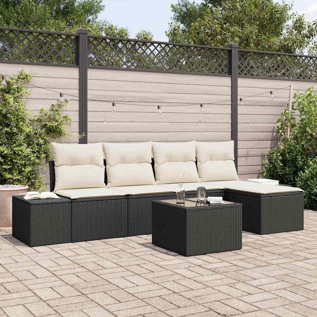 Set Divano da Giardino 5 pcs Marrone e Crema polyrattan