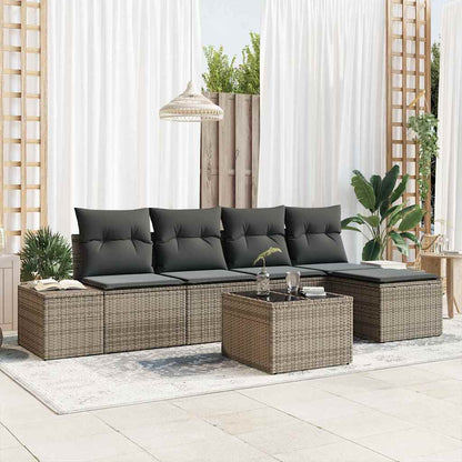 Set Divano da Giardino 5 pcs Grigio chiaro polyrattan