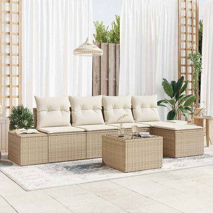 Set Divano da Giardino 5 pcs Beige e Crema polyrattan