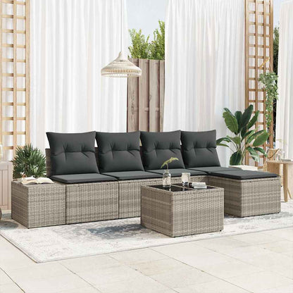 Set Divano da Giardino 5 pcs Grigio chiaro polyrattan