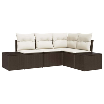 Set Divano da Giardino 4 pcs Marrone e Crema polyrattan
