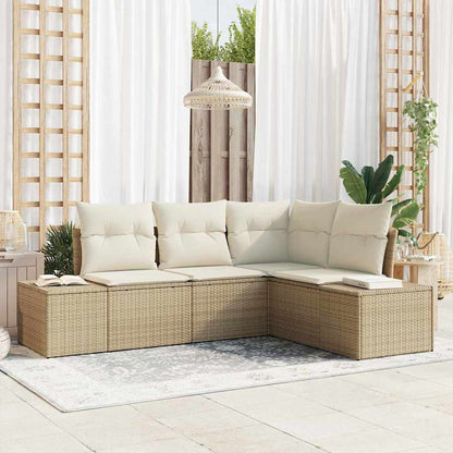 Set Divano da Giardino 4 pcs Beige e Crema polyrattan