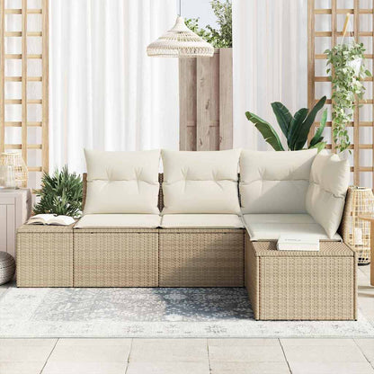 Set Divano da Giardino 4 pcs Beige e Crema polyrattan