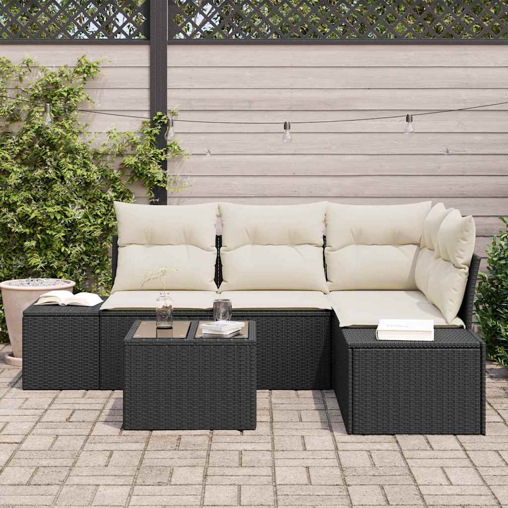 Set Divano da Giardino Marrone e Crema polyrattan