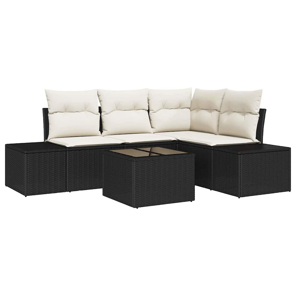 Set Divano da Giardino Marrone e Crema polyrattan