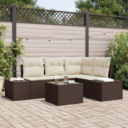Set Divano da Giardino Marrone e Crema polyrattan