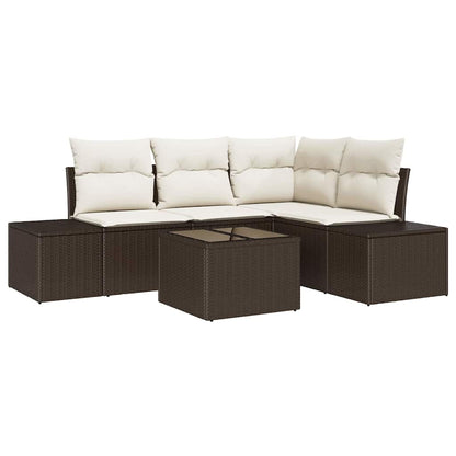 Set Divano da Giardino Marrone e Crema polyrattan
