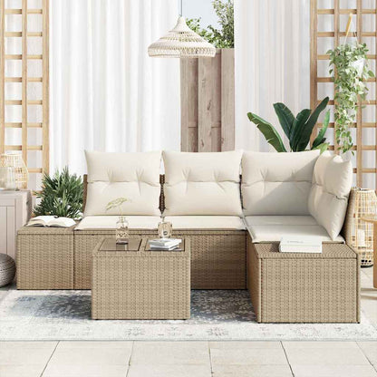 Set Divano da Giardino Beige e Crema polyrattan
