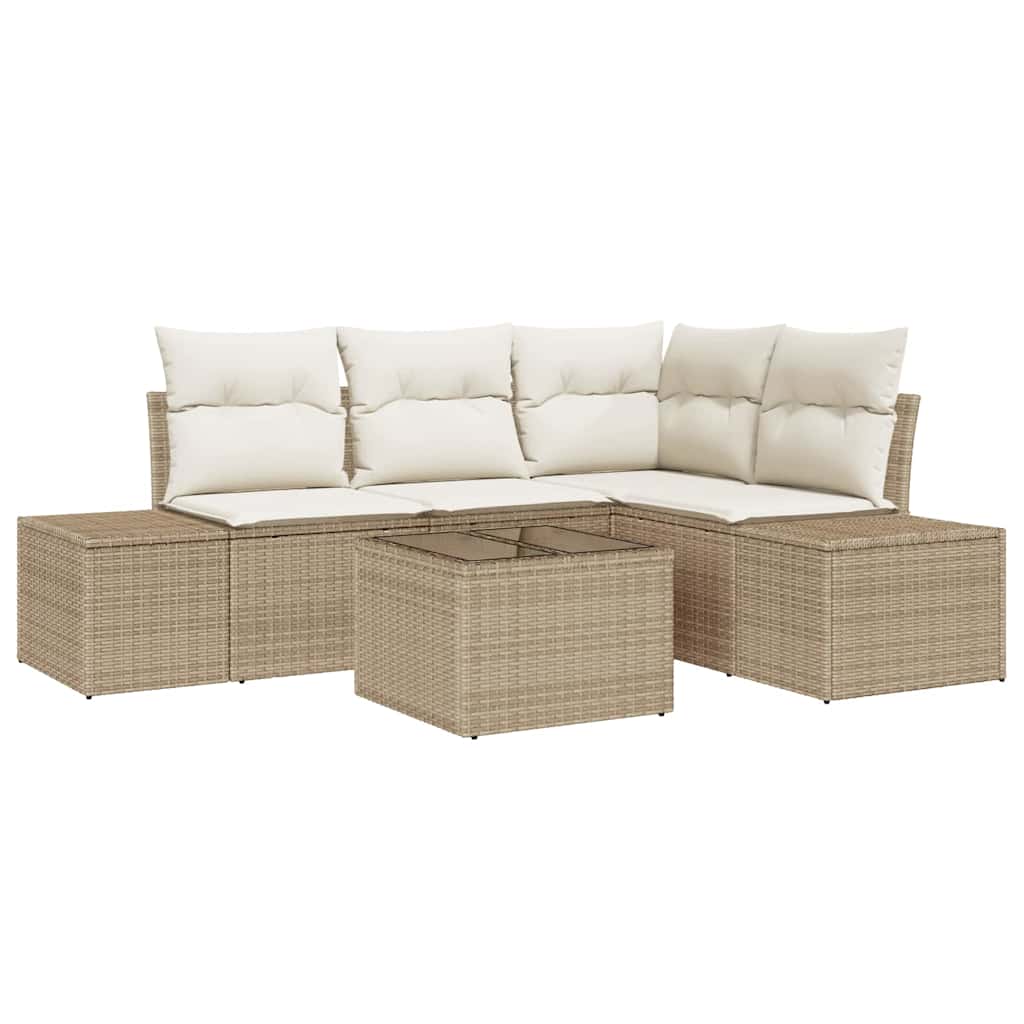 Set Divano da Giardino Beige e Crema polyrattan