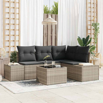Set Divano da Giardino Grigio chiaro polyrattan