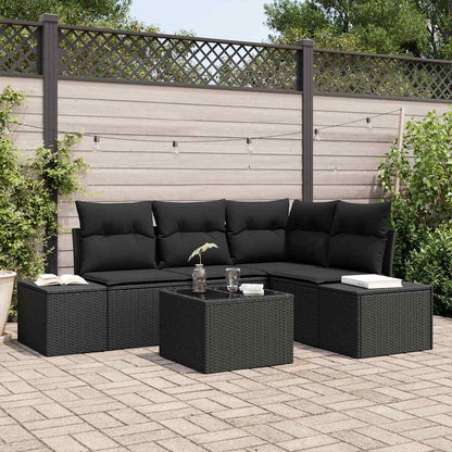 Set Divano da Giardino con archiviazione Nero polyrattan