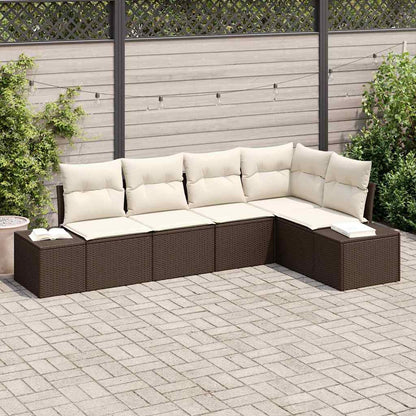 Set Divano da Giardino 5 pcs Marrone e Crema polyrattan
