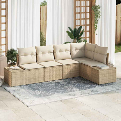 Set Divano da Giardino 5 pcs Beige e Crema polyrattan