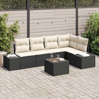 Set Divano da Giardino Marrone e Crema polyrattan