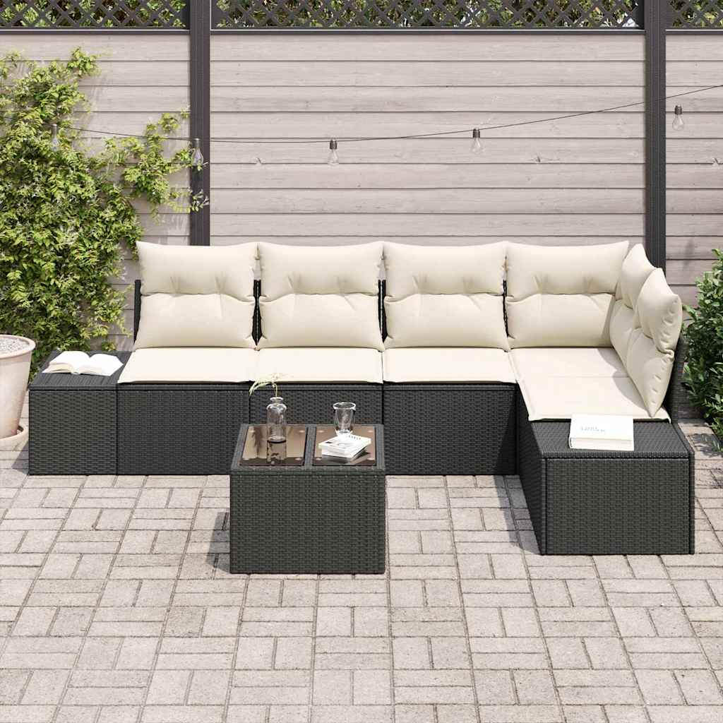 Set Divano da Giardino Marrone e Crema polyrattan