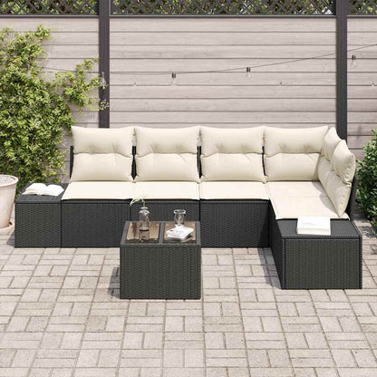 Set Divano da Giardino Marrone e Crema polyrattan
