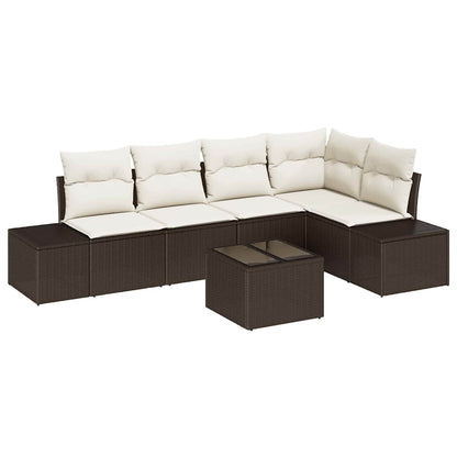 Set Divano da Giardino Marrone e Crema polyrattan
