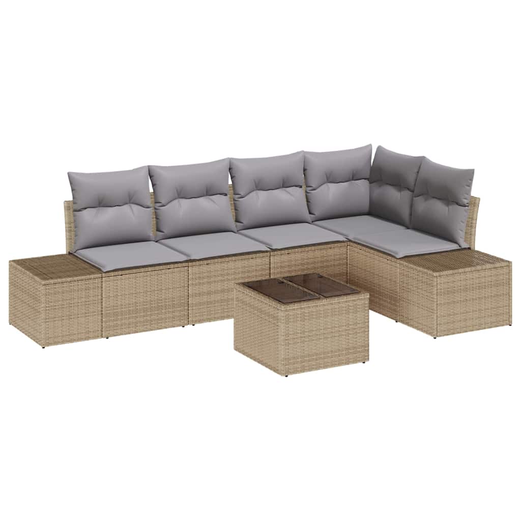 Set Divano da Giardino Beige e Grigio Chiaro polyrattan